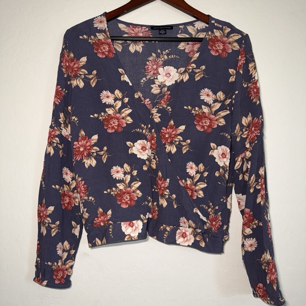 American Eagle Outfitters Women's Floral Long-Sleeve Top Size Large Boho Casual